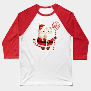 Lollipop candy cat Santa Claus Baseball T-Shirt